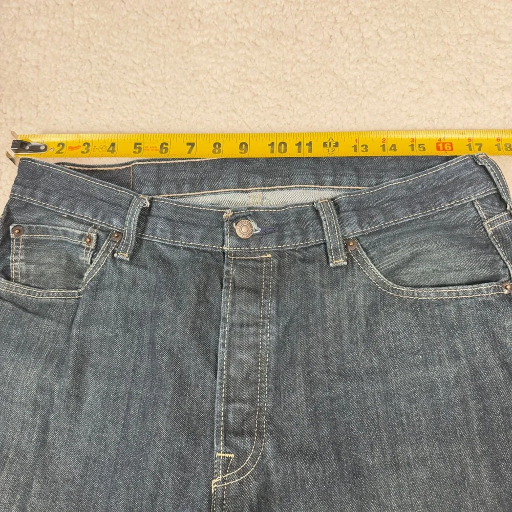 Levis 501 36x28 Original Fit Dark Wash Straight Leg Button Fly Jeans